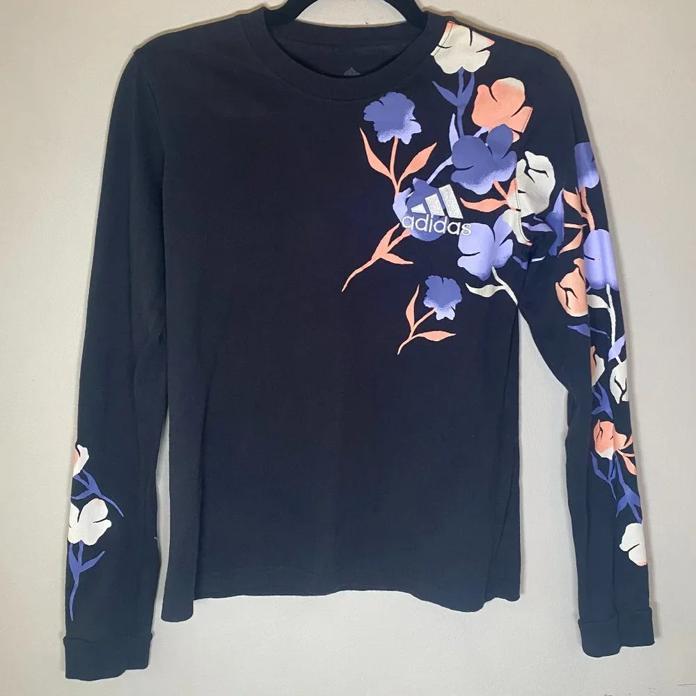 Adidas Floral Long Sleeve T-Shirt - Picture 1 of 5